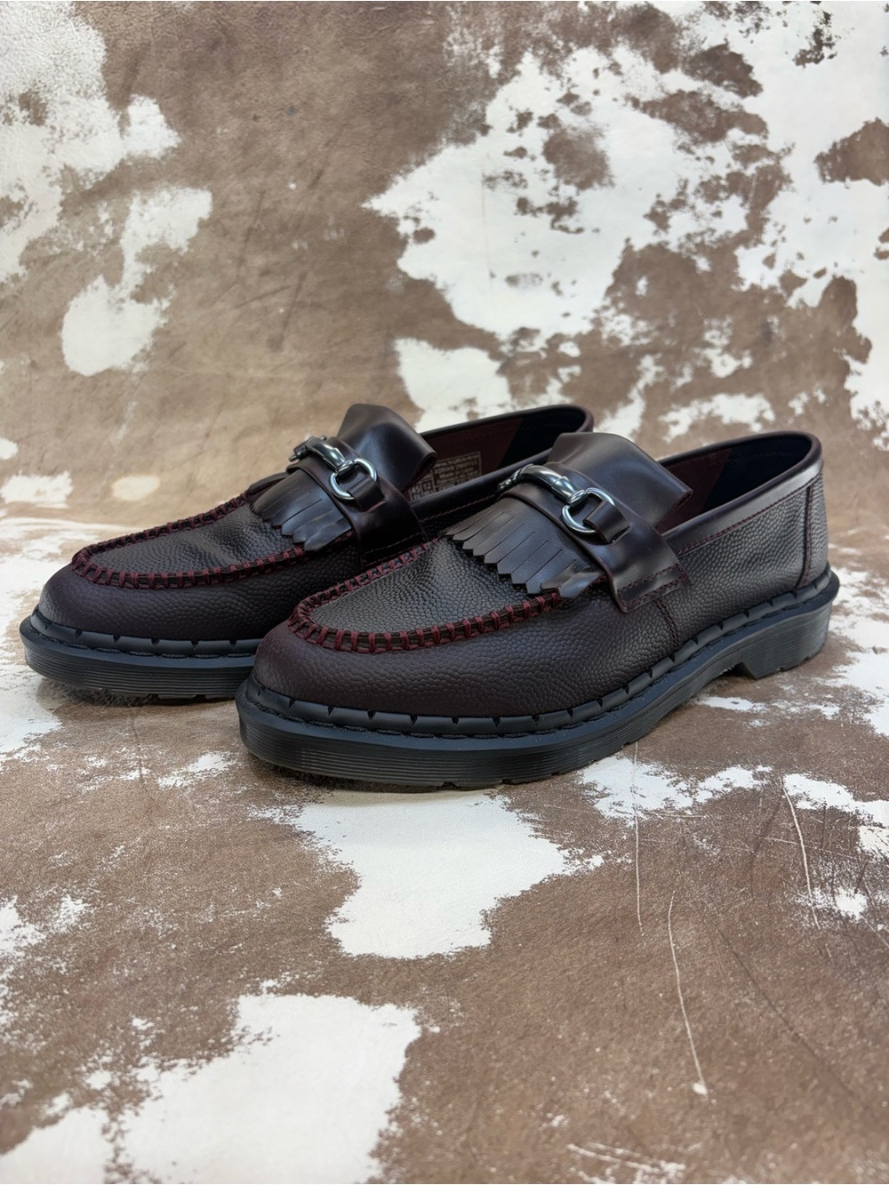 Dr. Martens Burgundy Kiltie Bit Leather Loafers. US 11 EU 45